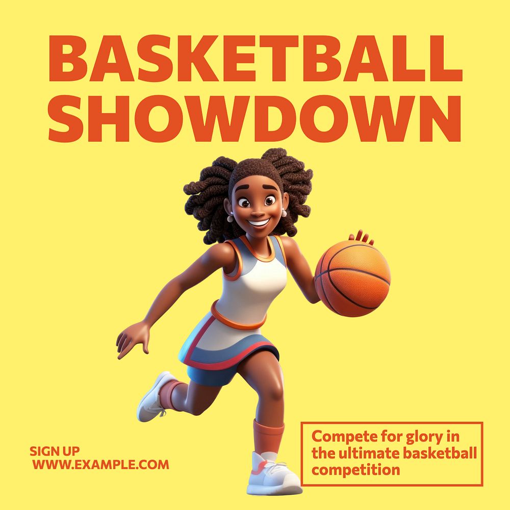 Basketball Showdown Instagram post template, editable text