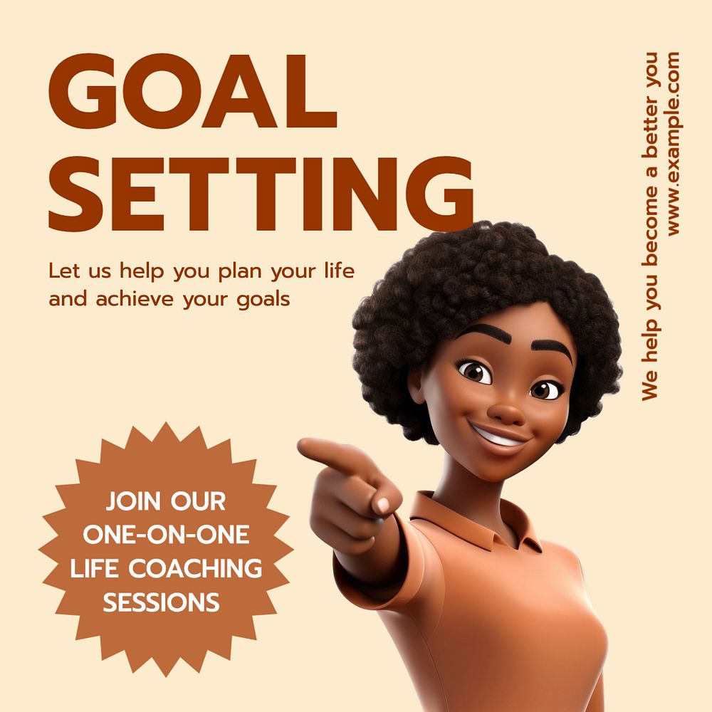 Goal setting Instagram post template, editable text