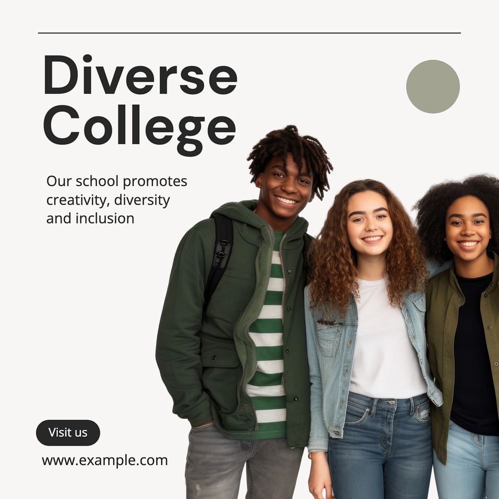 Diverse college Instagram post template, editable text