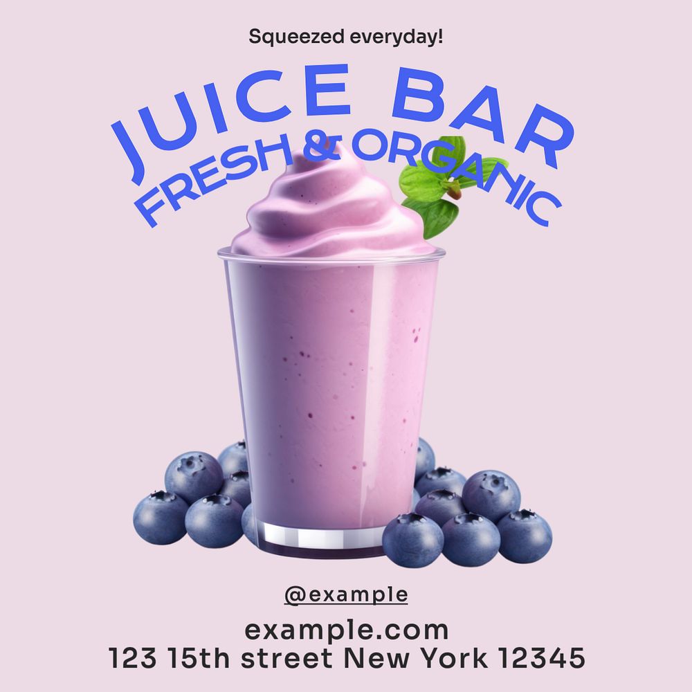 Juice bar Instagram post template, editable text