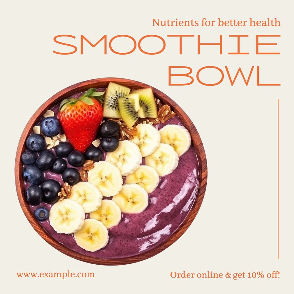 Smoothie bowl Instagram post template, editable text