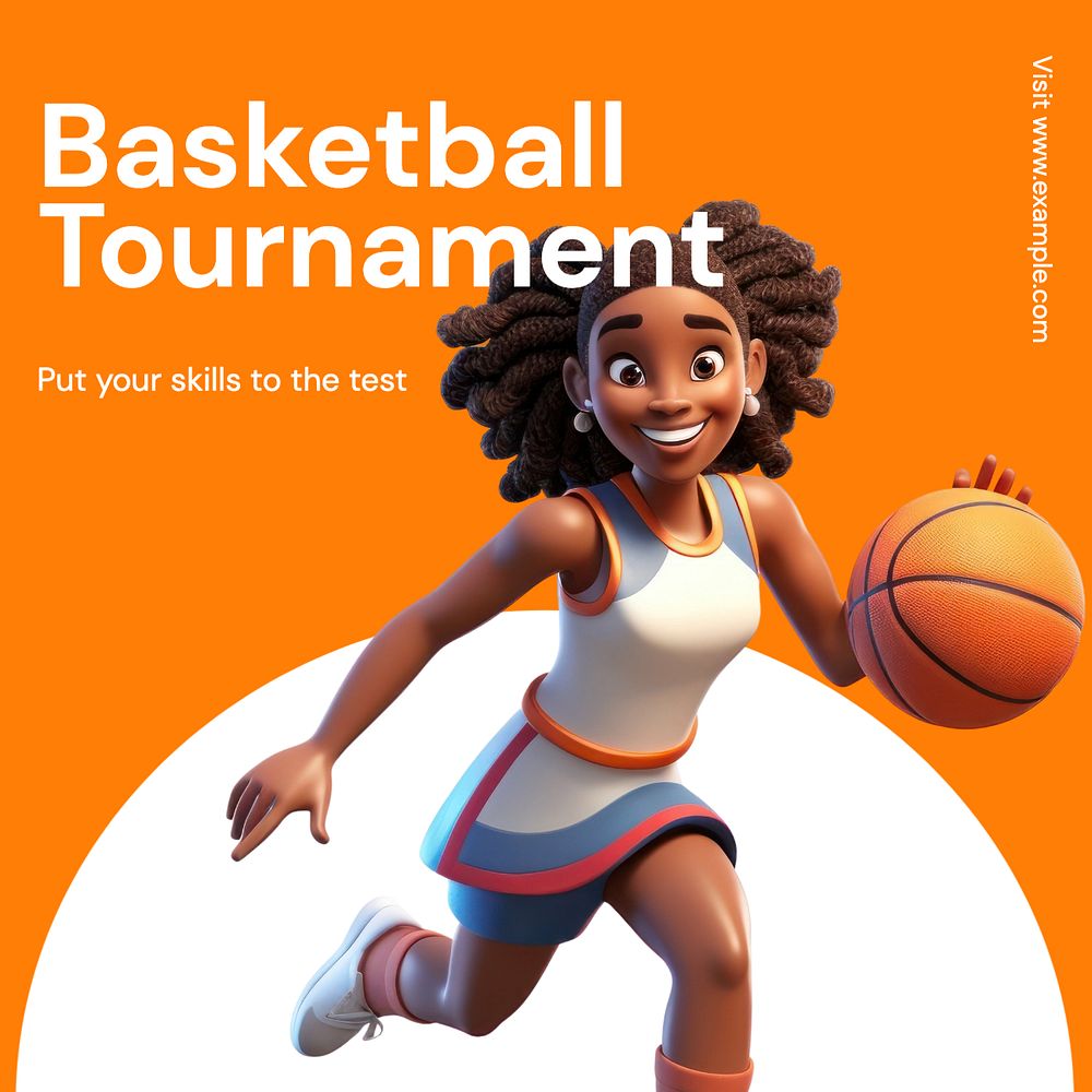 Basketball tournament Instagram post template, editable text