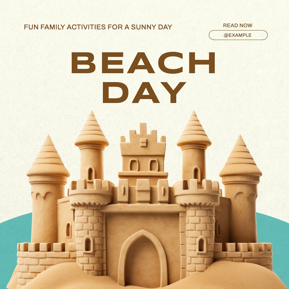 Beach day Instagram post template, editable text