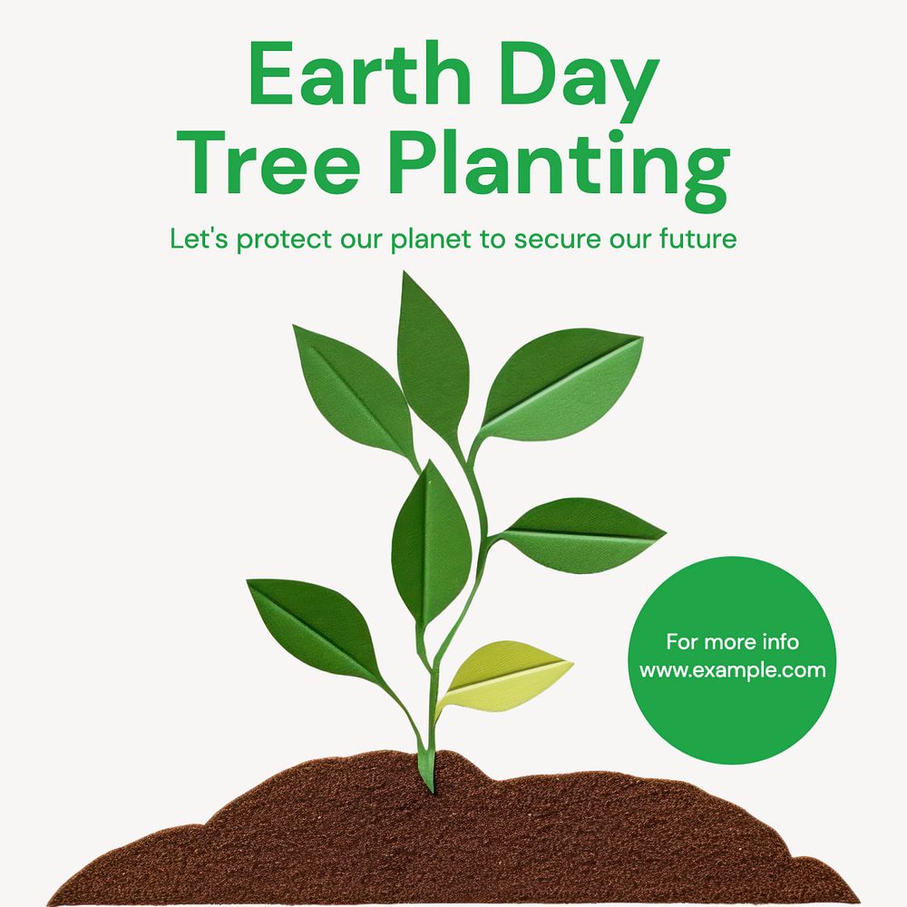 Earth day & tree Instagram post template, editable text