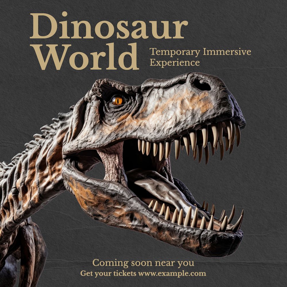 Dinosaur world Instagram post template, editable text