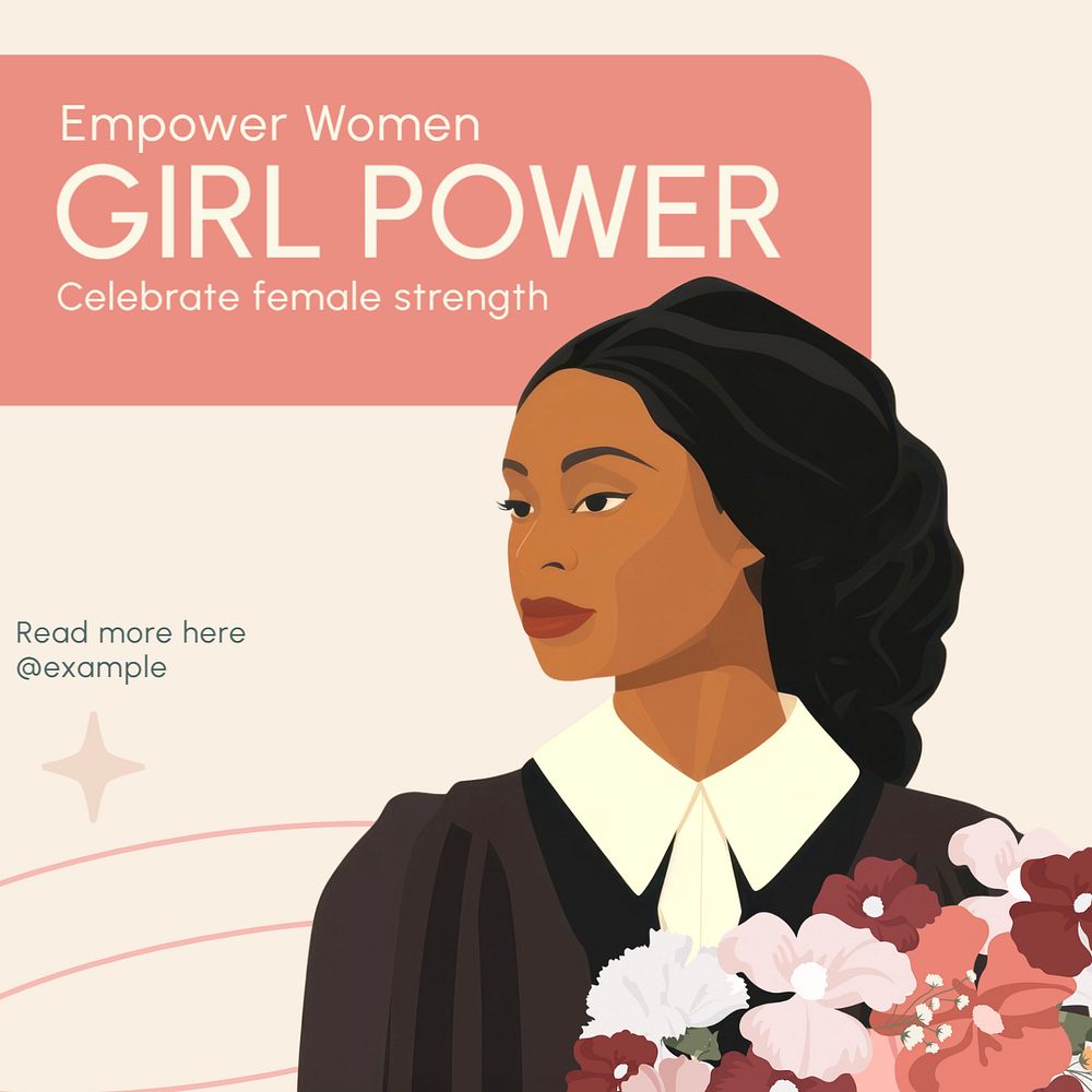 Girl power Instagram post template, editable text