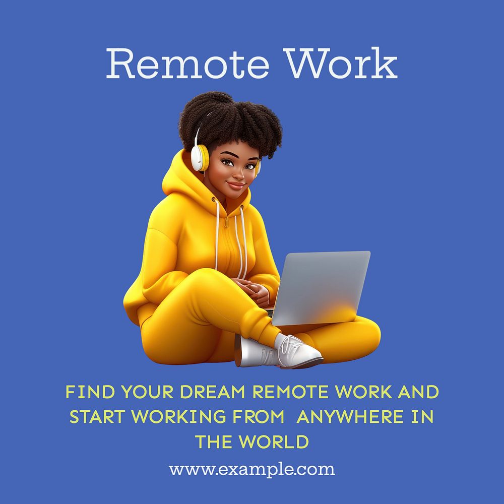 Remote work Instagram post template, editable text