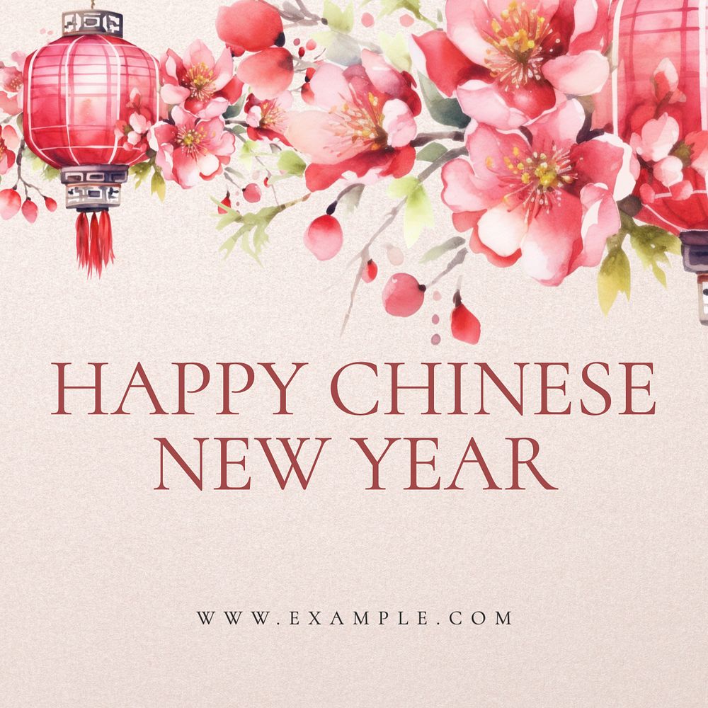 Happy Chinese new year Instagram post template, editable text