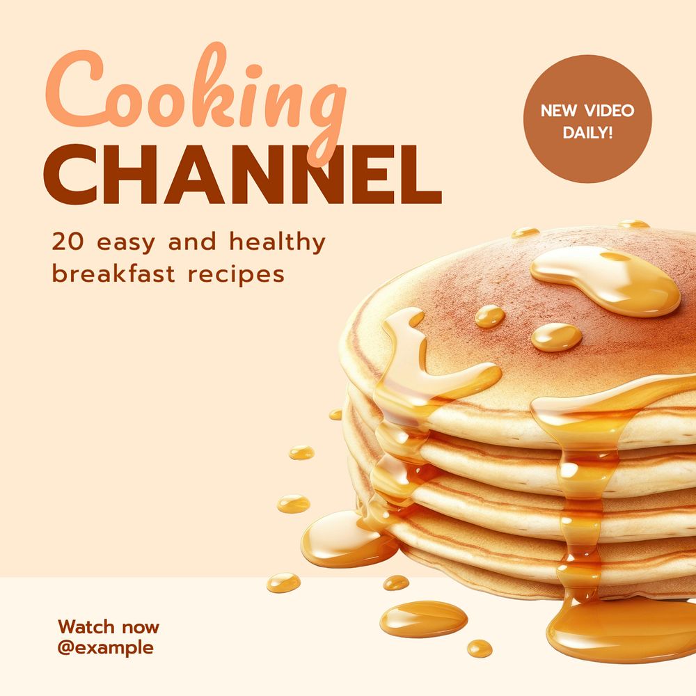 Breakfast recipes Instagram post template, editable text