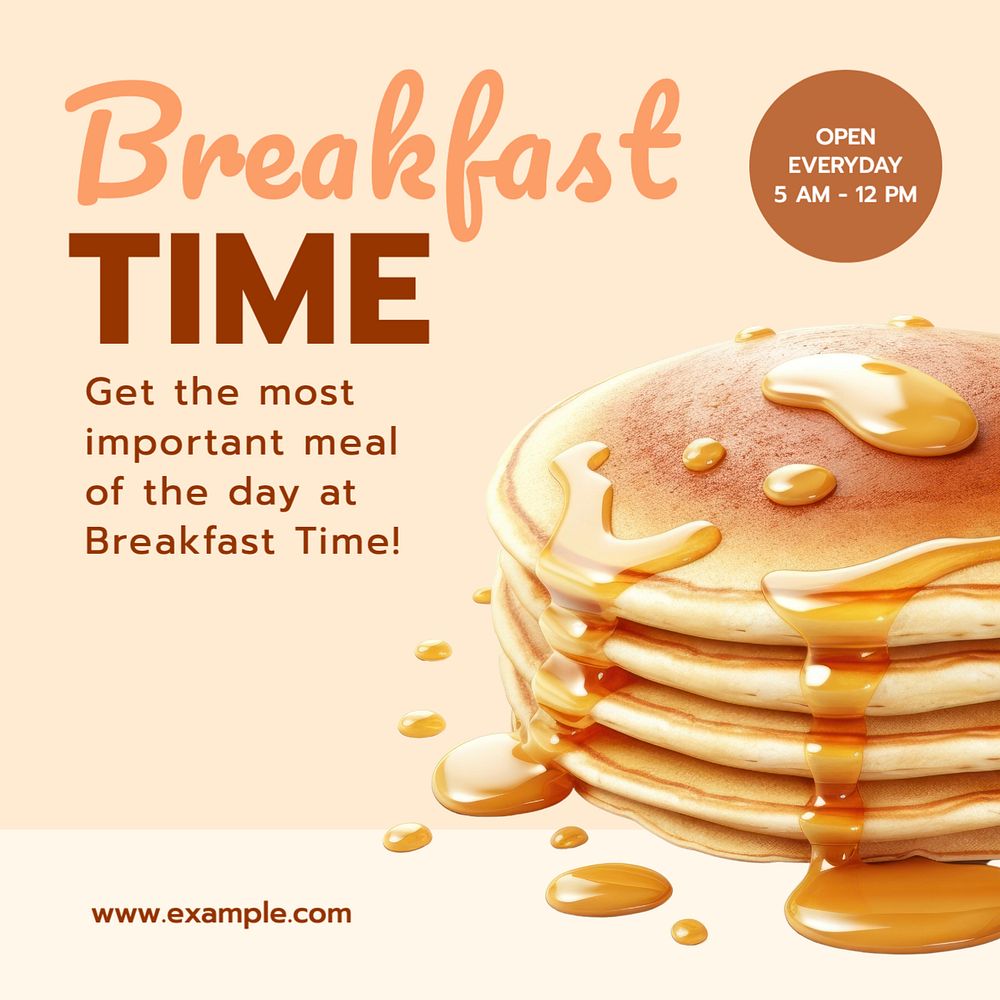 Breakfast time Instagram post template, editable text