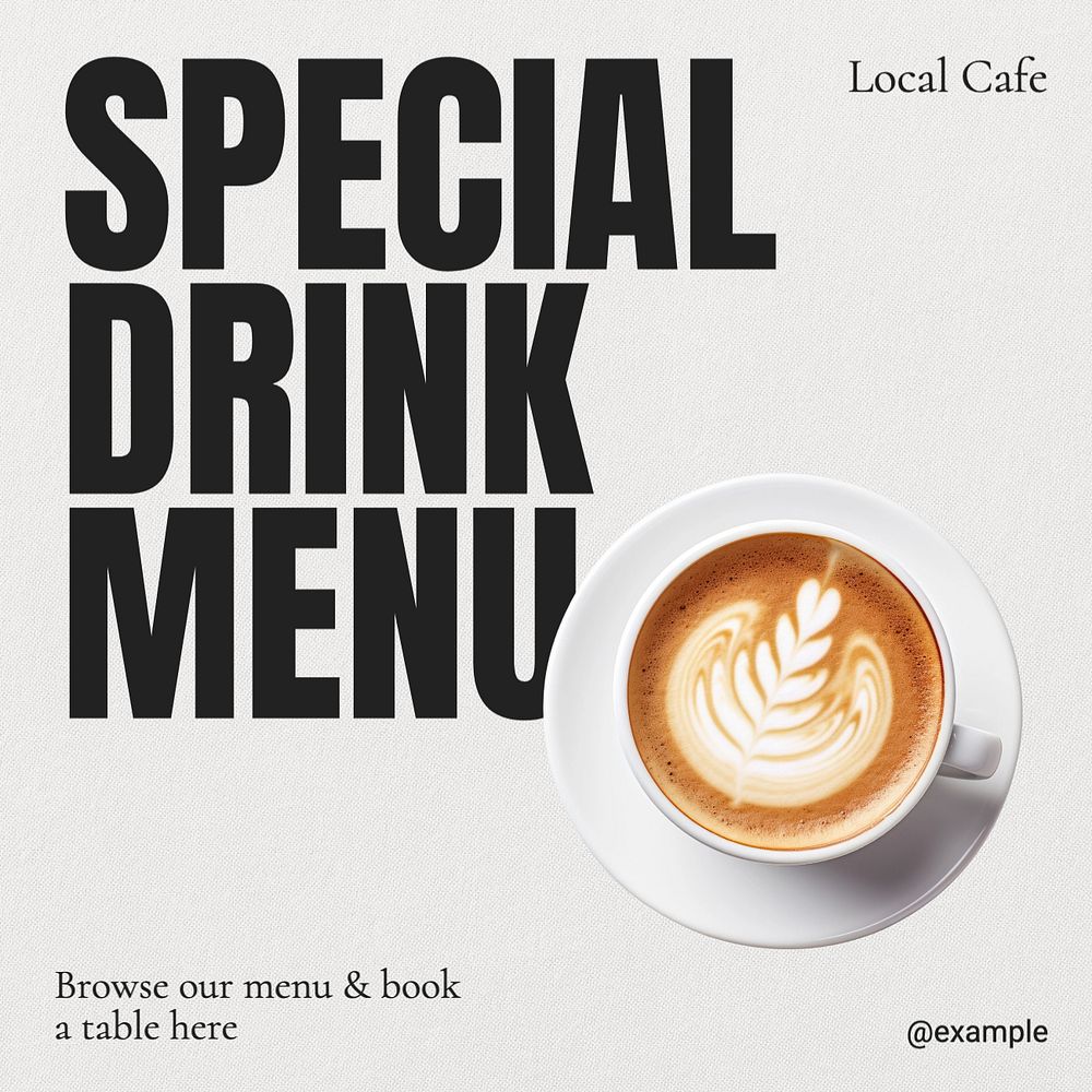 Special drink menu Instagram post template, editable text