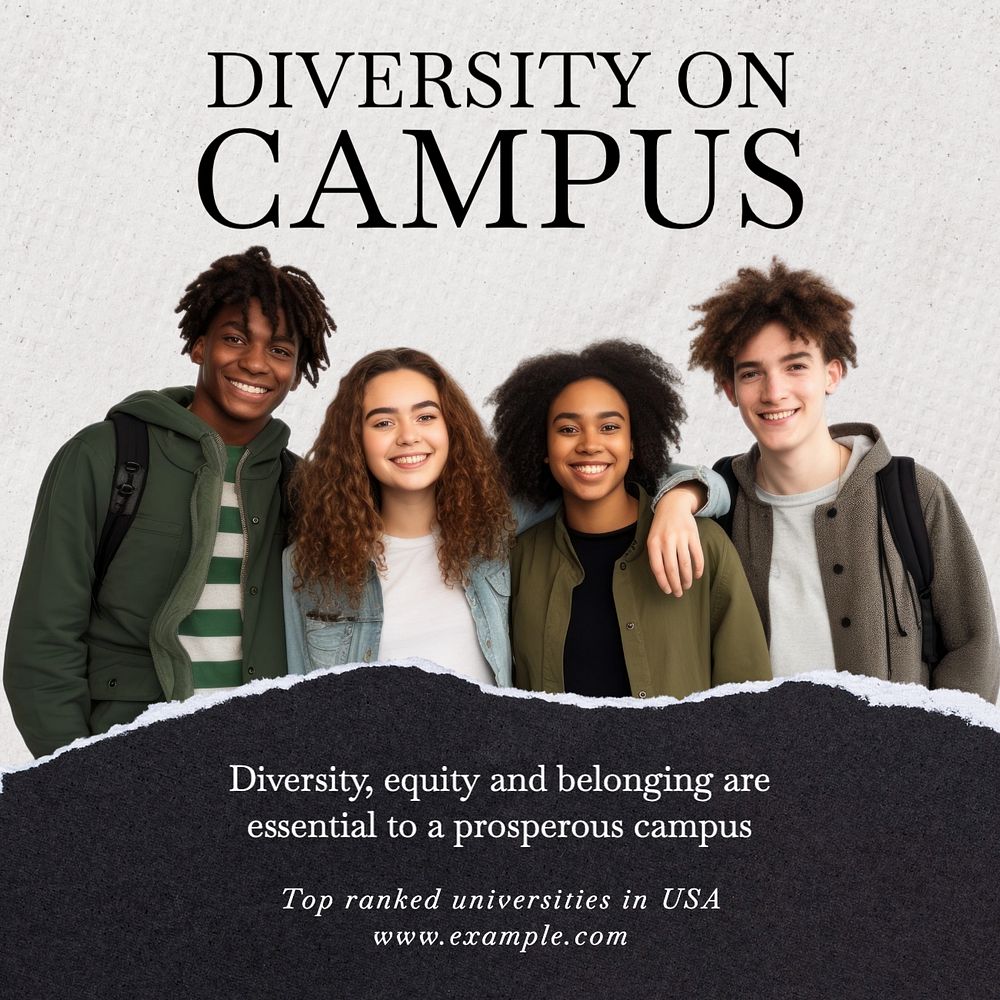 Diversity on campus Instagram post template, editable text