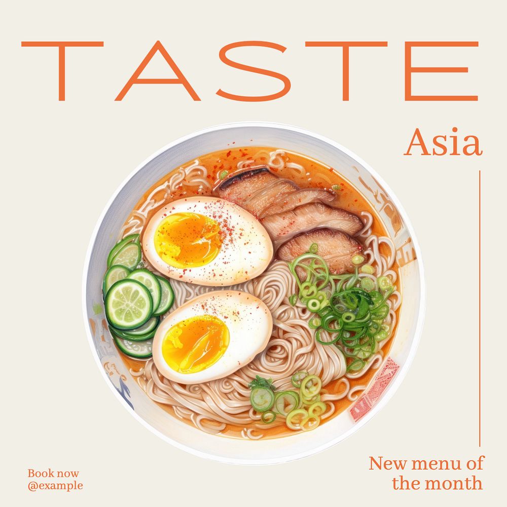 Taste asia Instagram post template, editable text