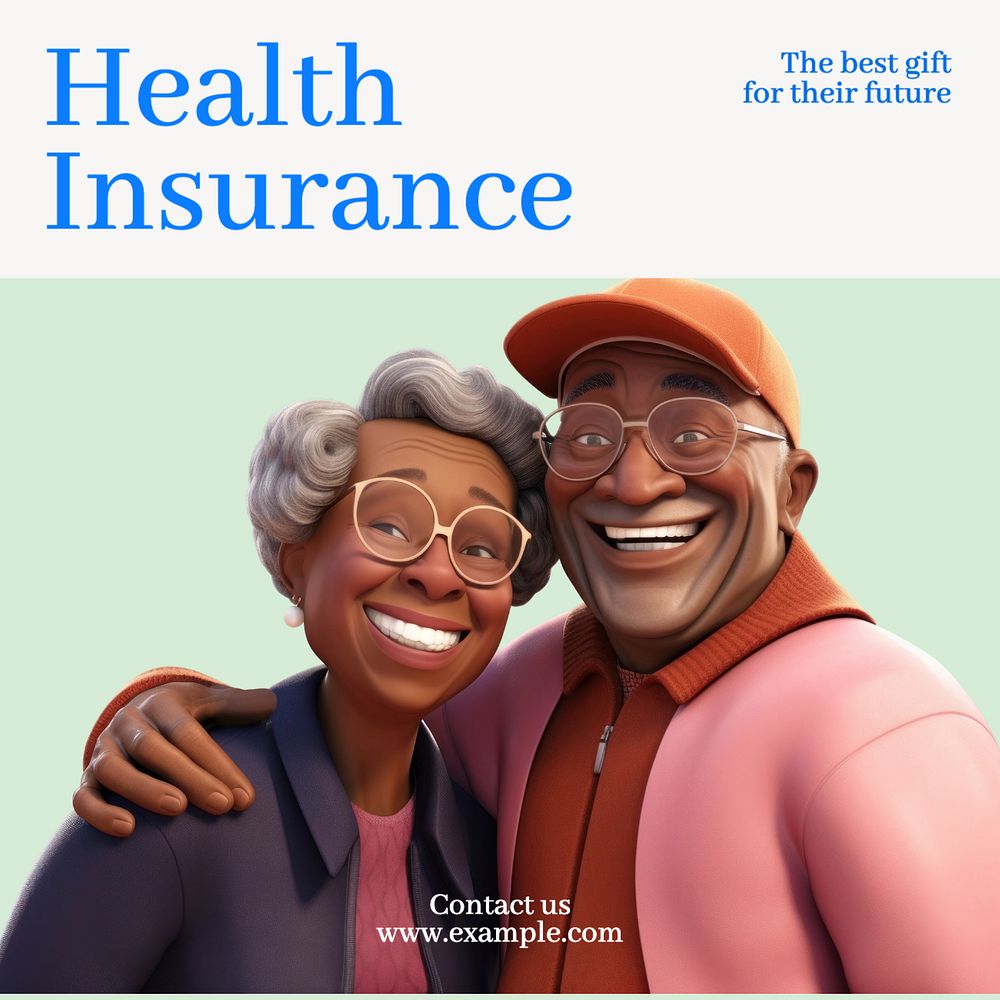 Health insurance Instagram post template, editable text