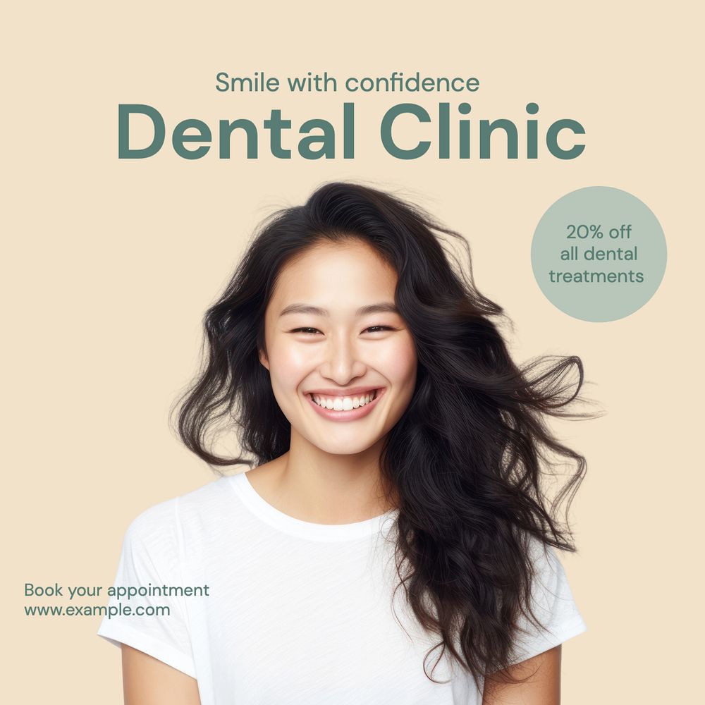 Dental clinic Instagram post template, editable text