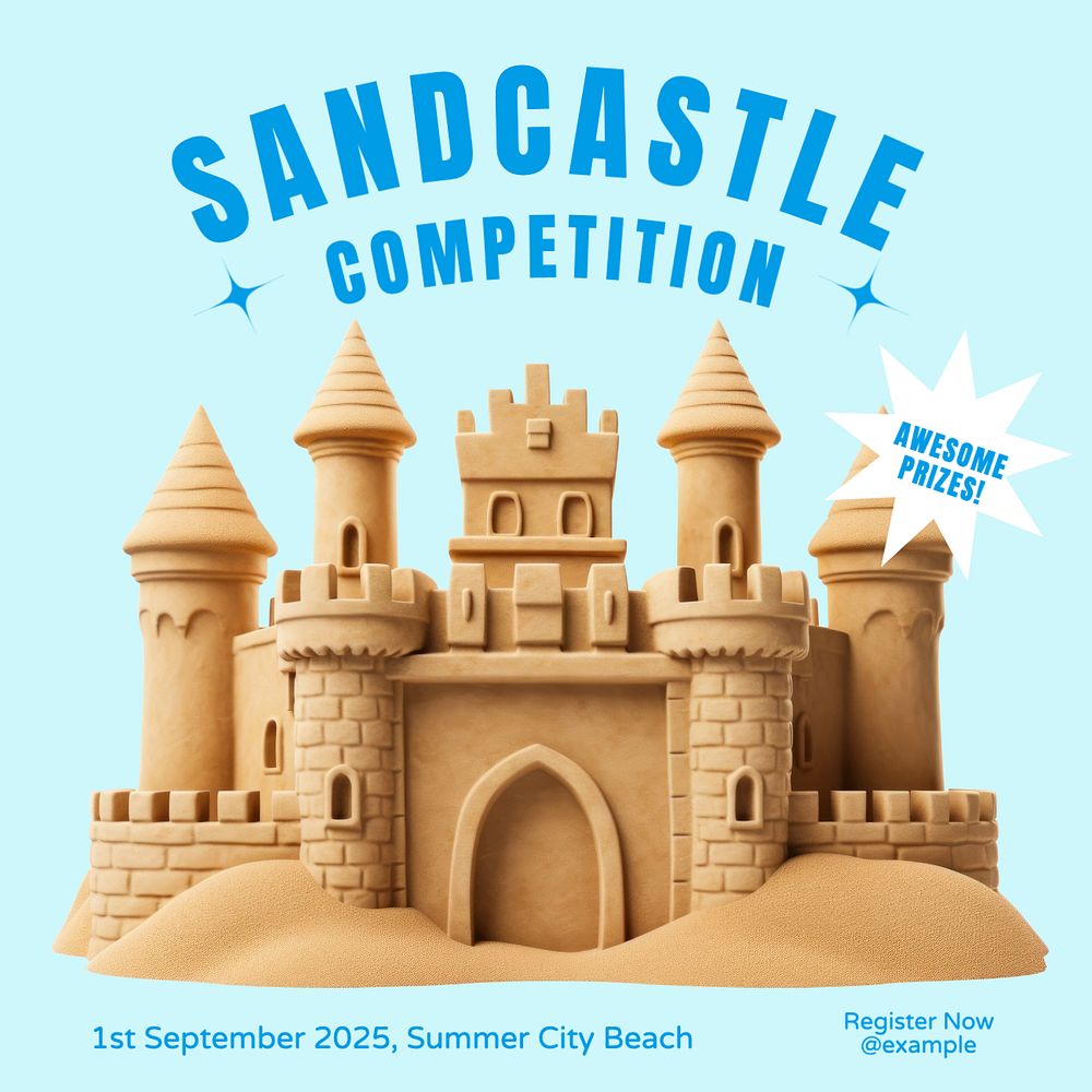 Sandcastle competition Instagram post template, editable text