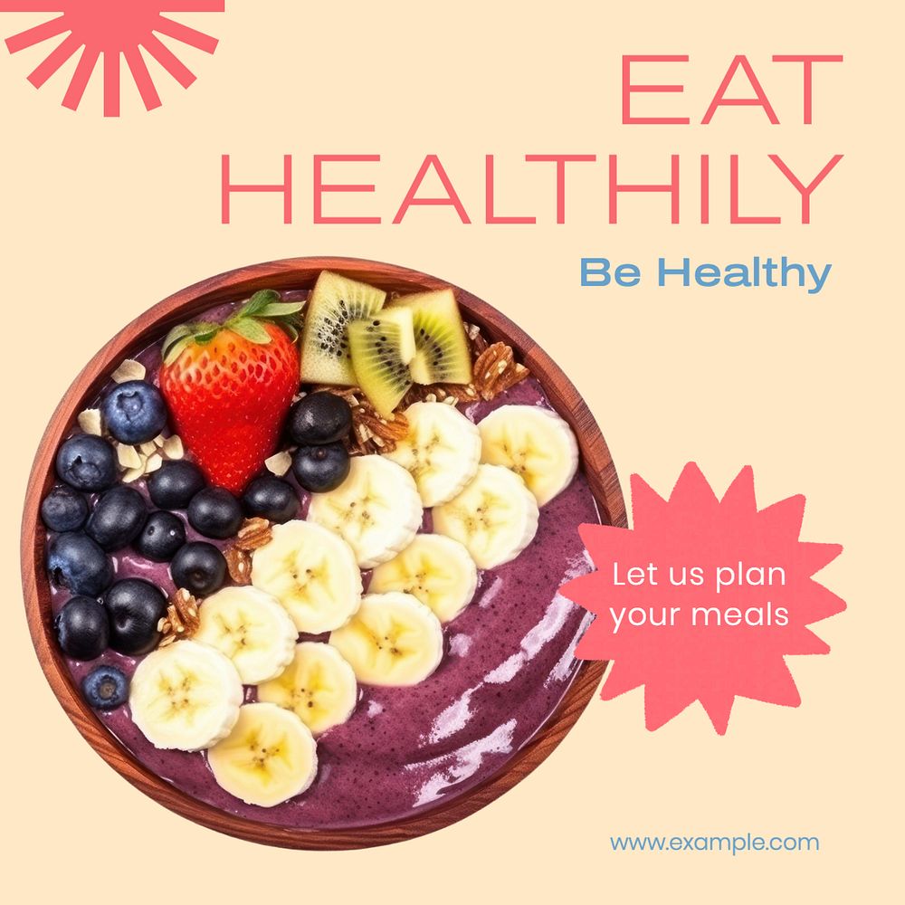 Healthy eating Instagram post template, editable text