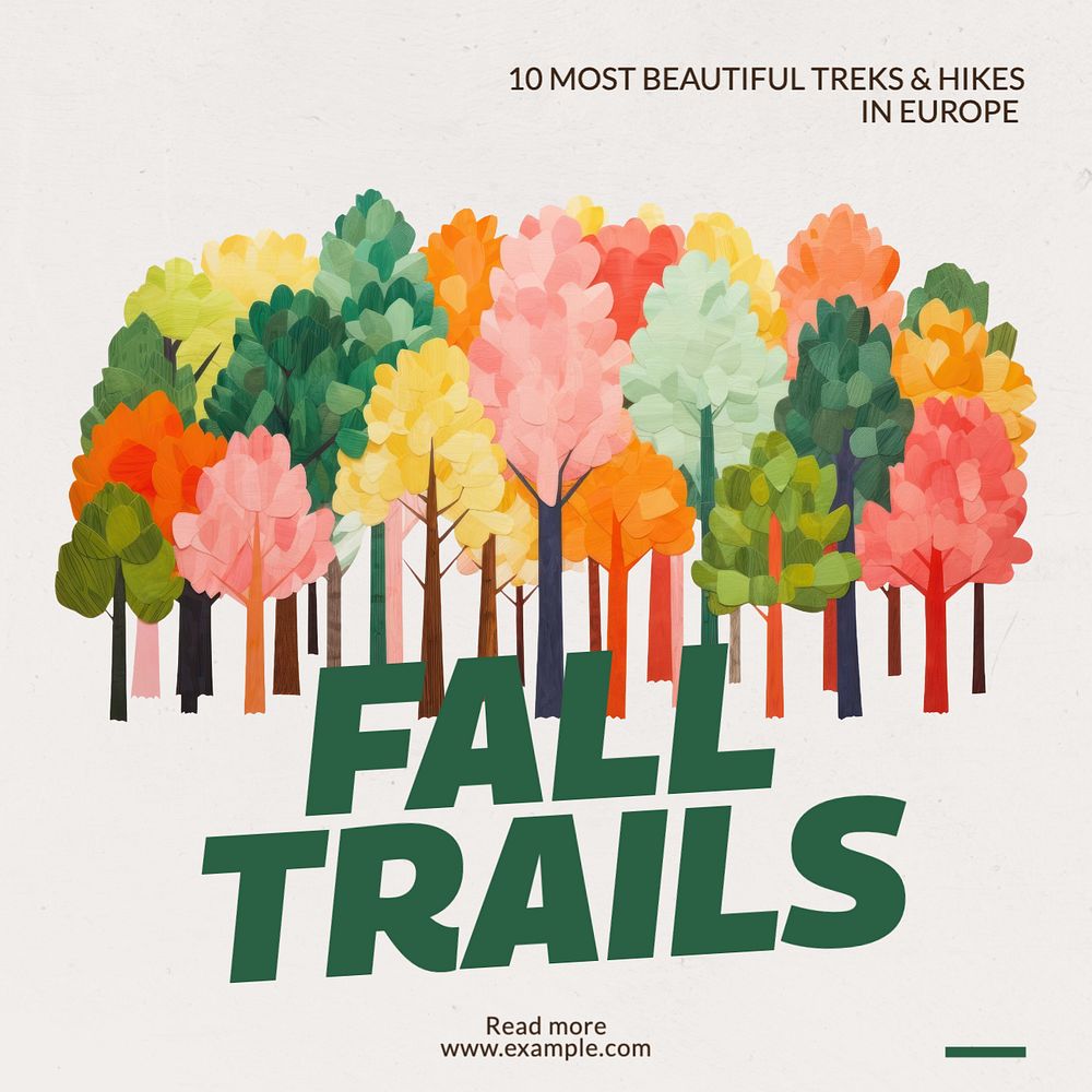 Fall trail Instagram post template, editable text