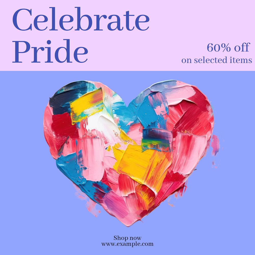 Pride month sale Instagram post template, editable text