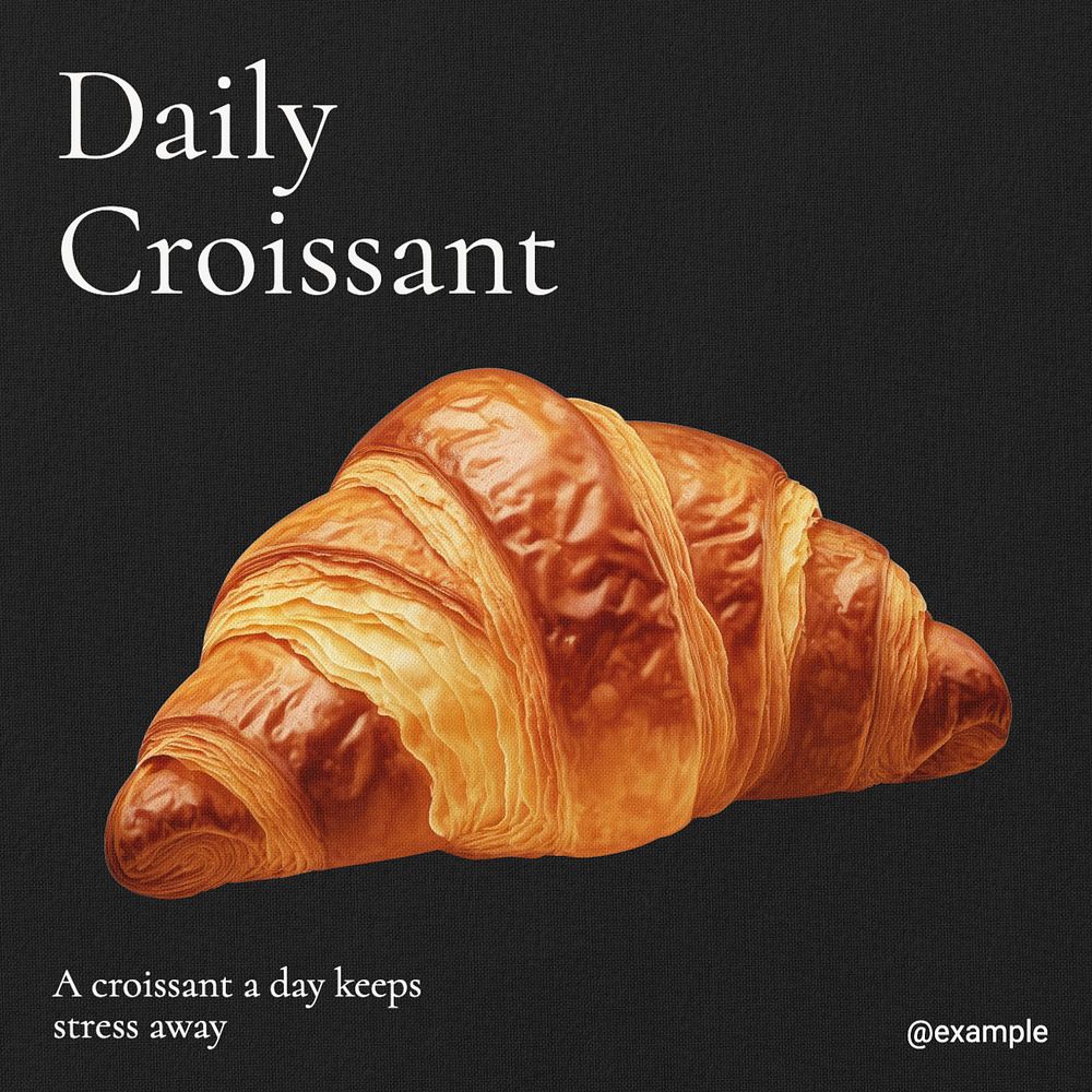 Croissant bakery shop Instagram post template, editable text