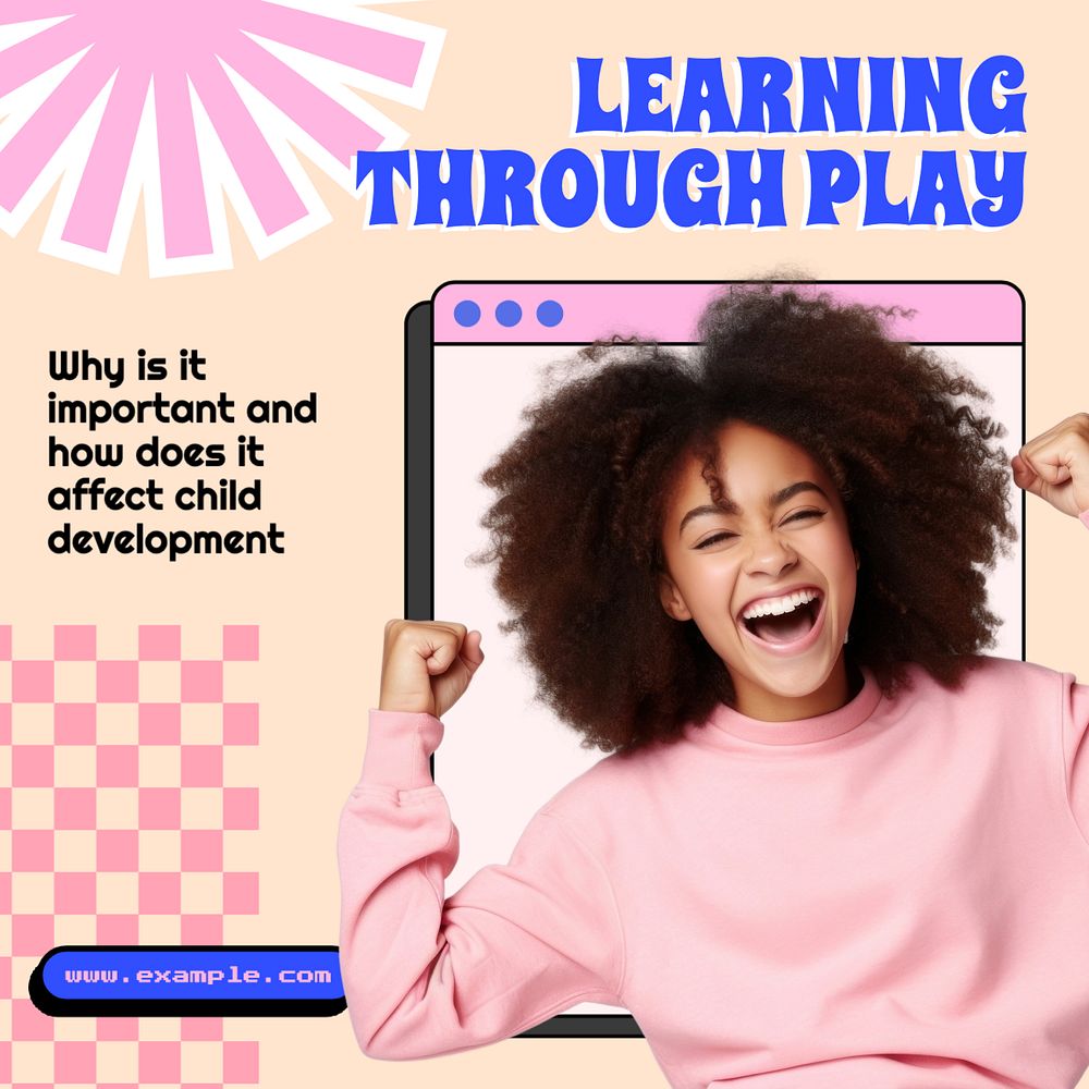 Learning through play Instagram post template, editable text