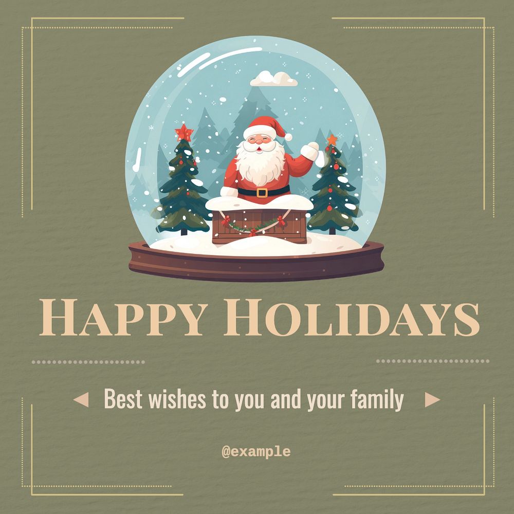 Happy holidays Instagram post template, editable text