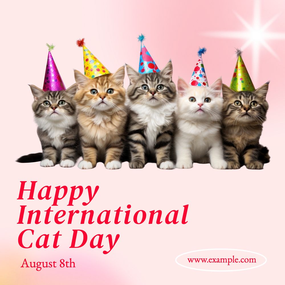 International cat day Instagram post template, editable text