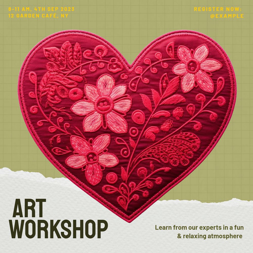 Art workshop Instagram post template, editable text