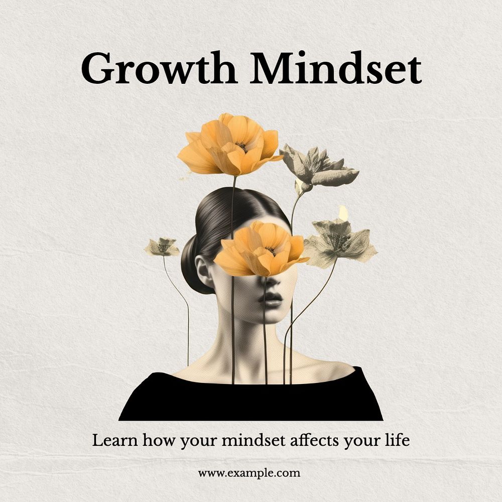 Growth mindset Instagram post template, editable text