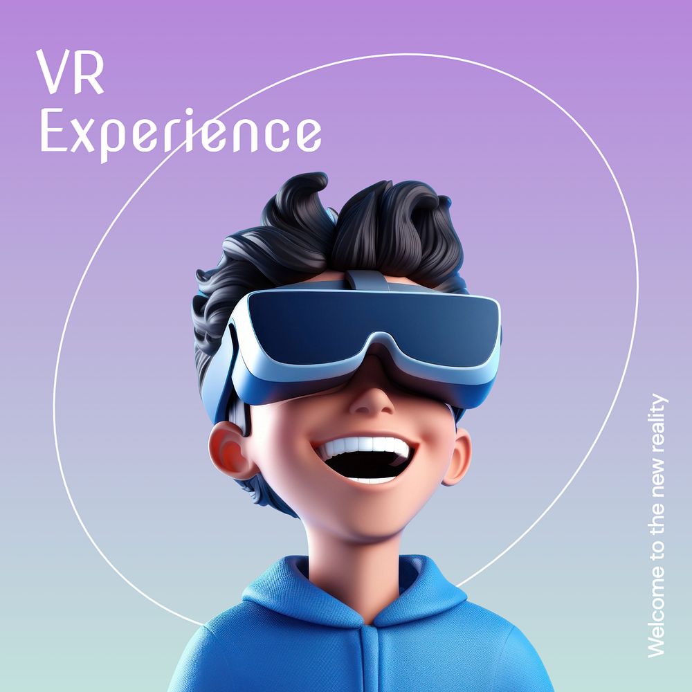 VR experience Instagram post template, editable text