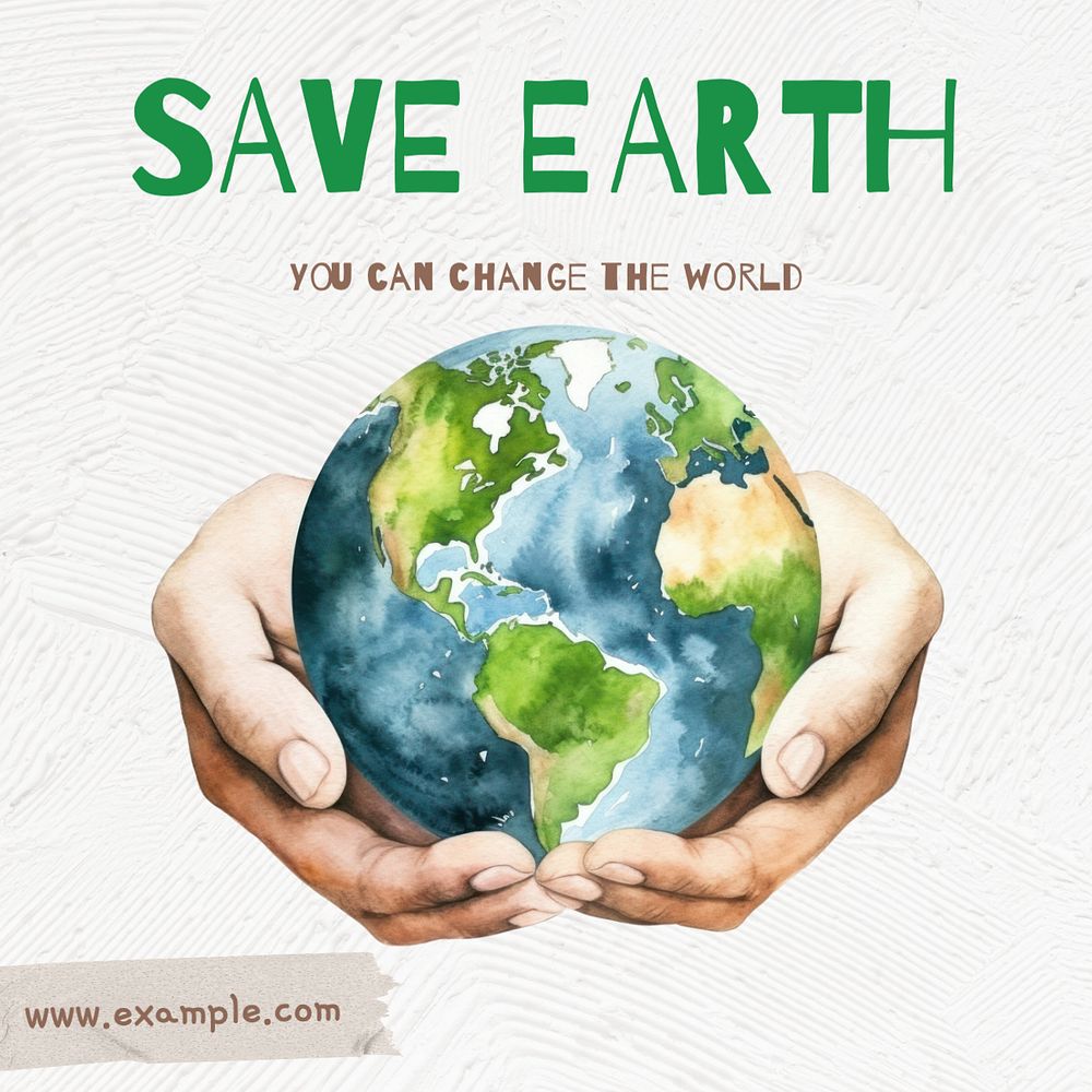 Save earth Instagram post template, editable text