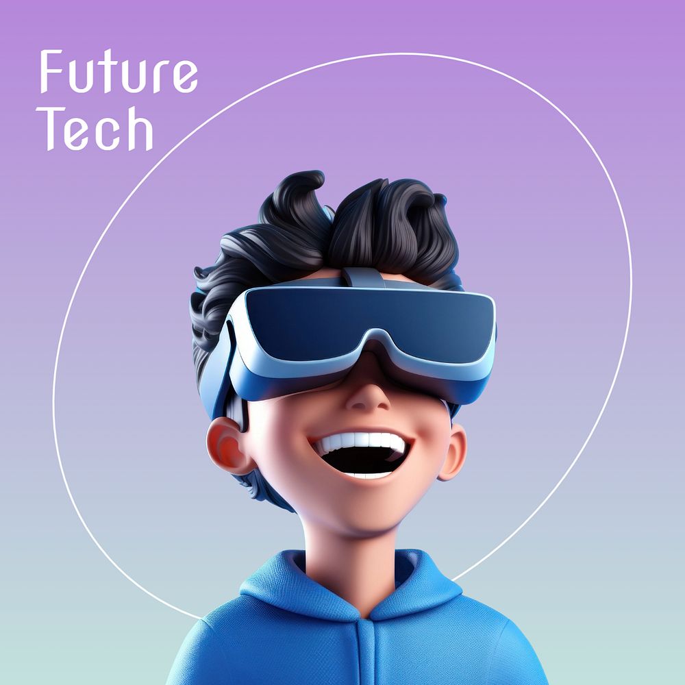 Future tech Instagram post template, editable text