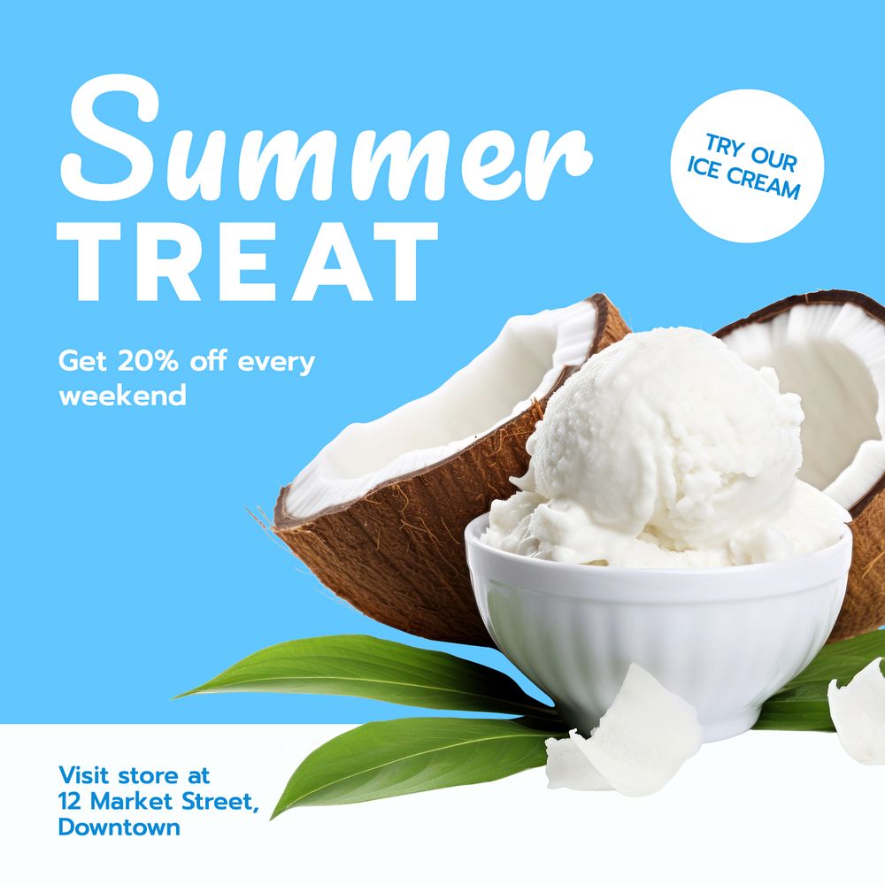 Summer treat Instagram post template, editable text