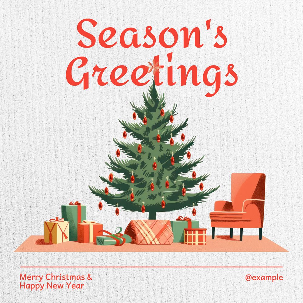 Season's greetings Instagram post template, editable text