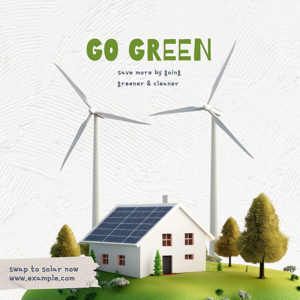 Go green Instagram post template, editable text