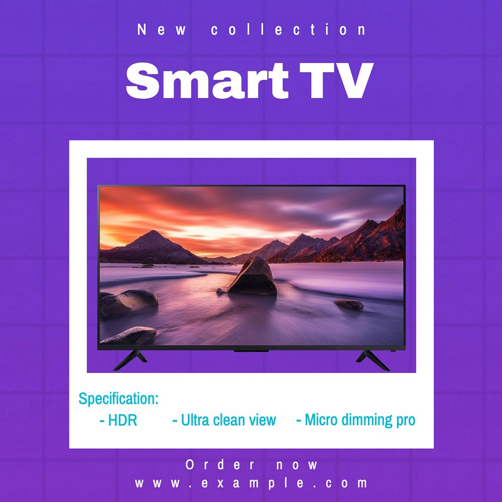 Smart tv Instagram post template, editable text