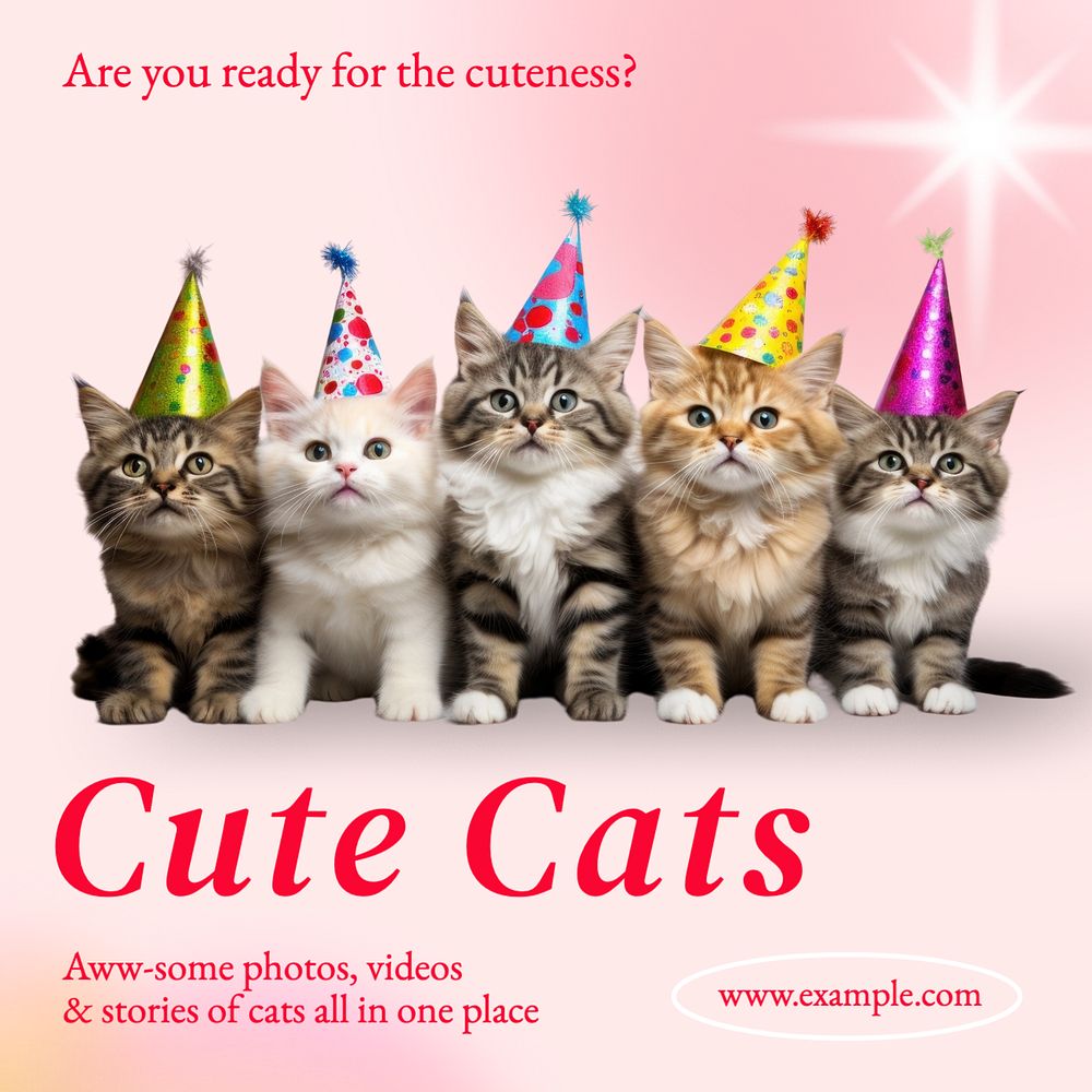 Cute cats Instagram post template, editable text