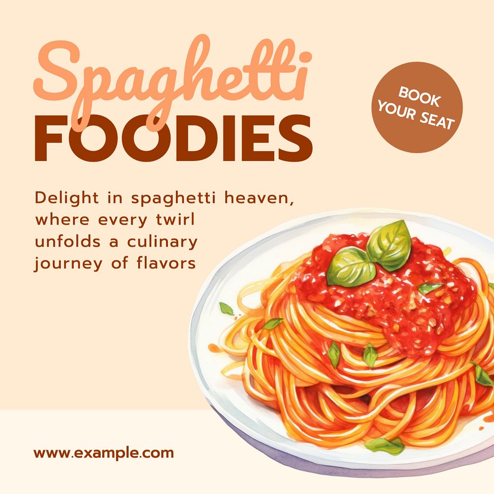 Spaghetti foodies Instagram post template, editable text