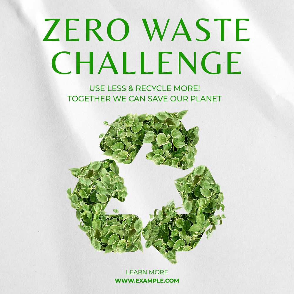 Zero waste challenge Facebook post template, editable design