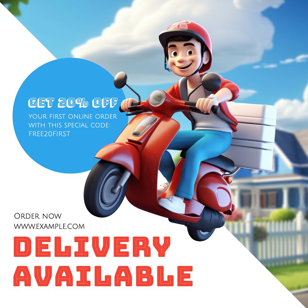 Delivery available Instagram post template, editable text