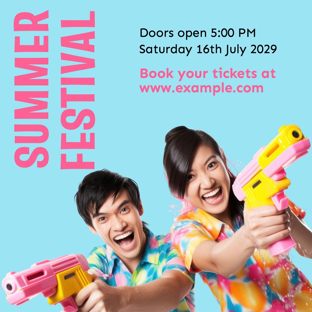 Summer festival & event Instagram post template, editable text