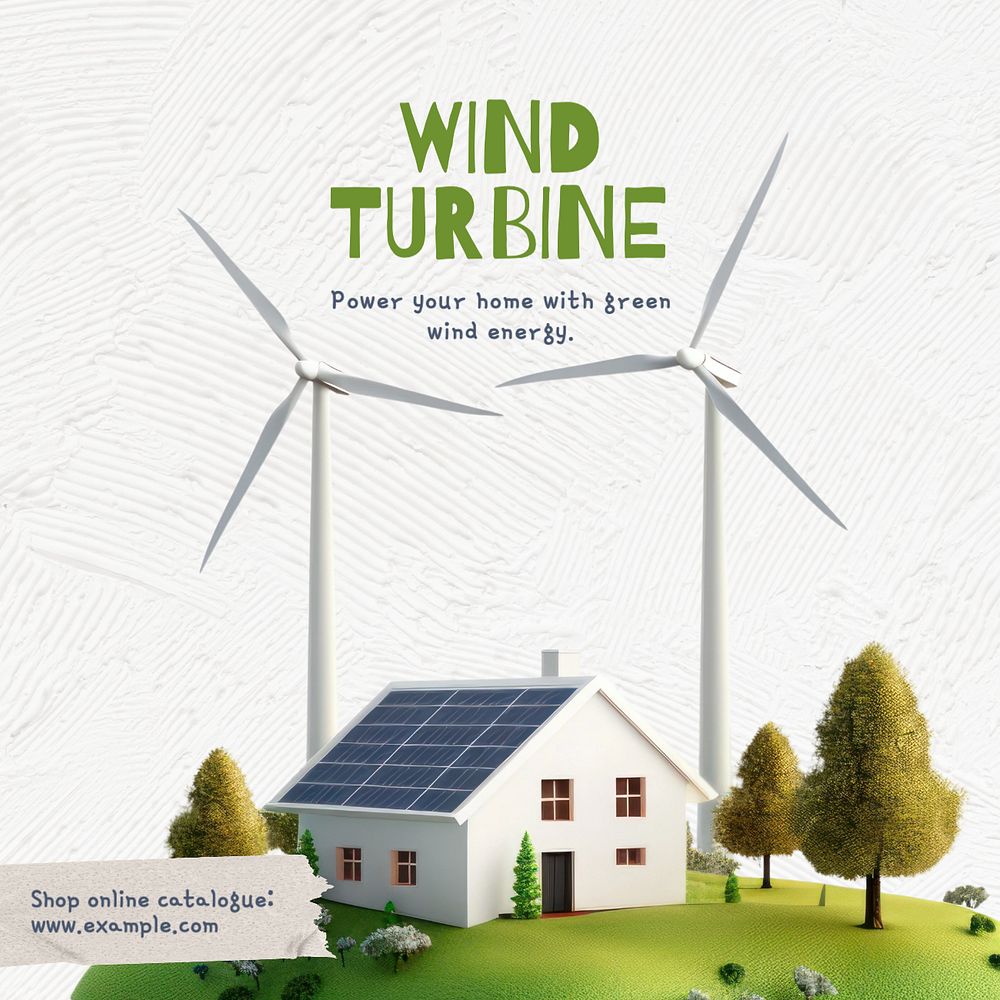 Wind turbine Instagram post template, editable text