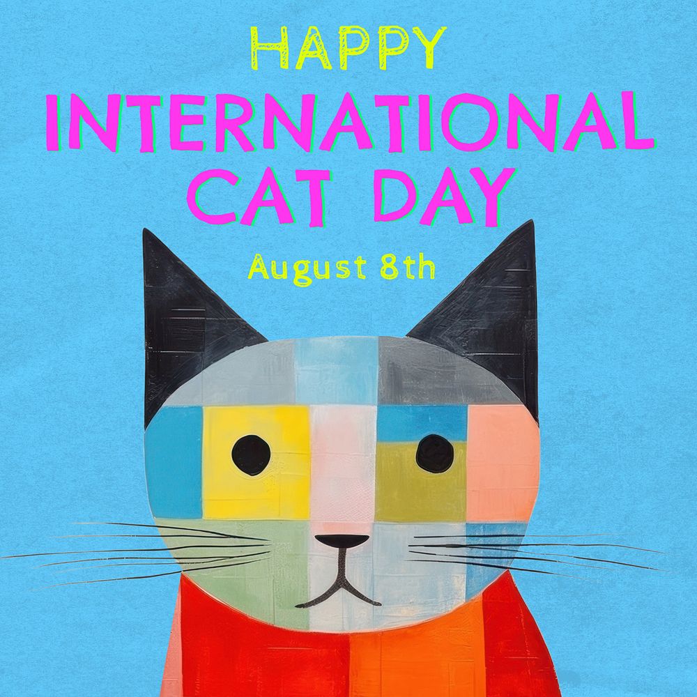 International cat day Instagram post template, editable text