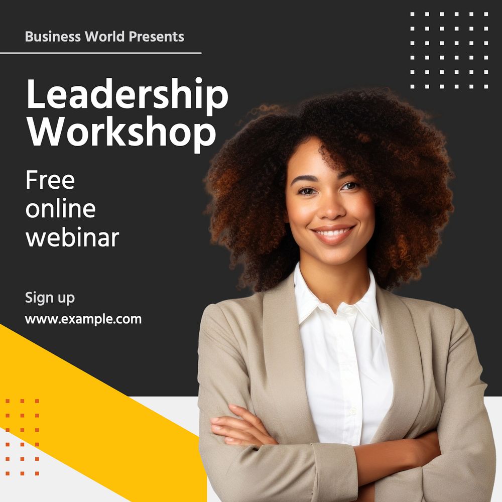 Leadership workshop Instagram post template, editable text