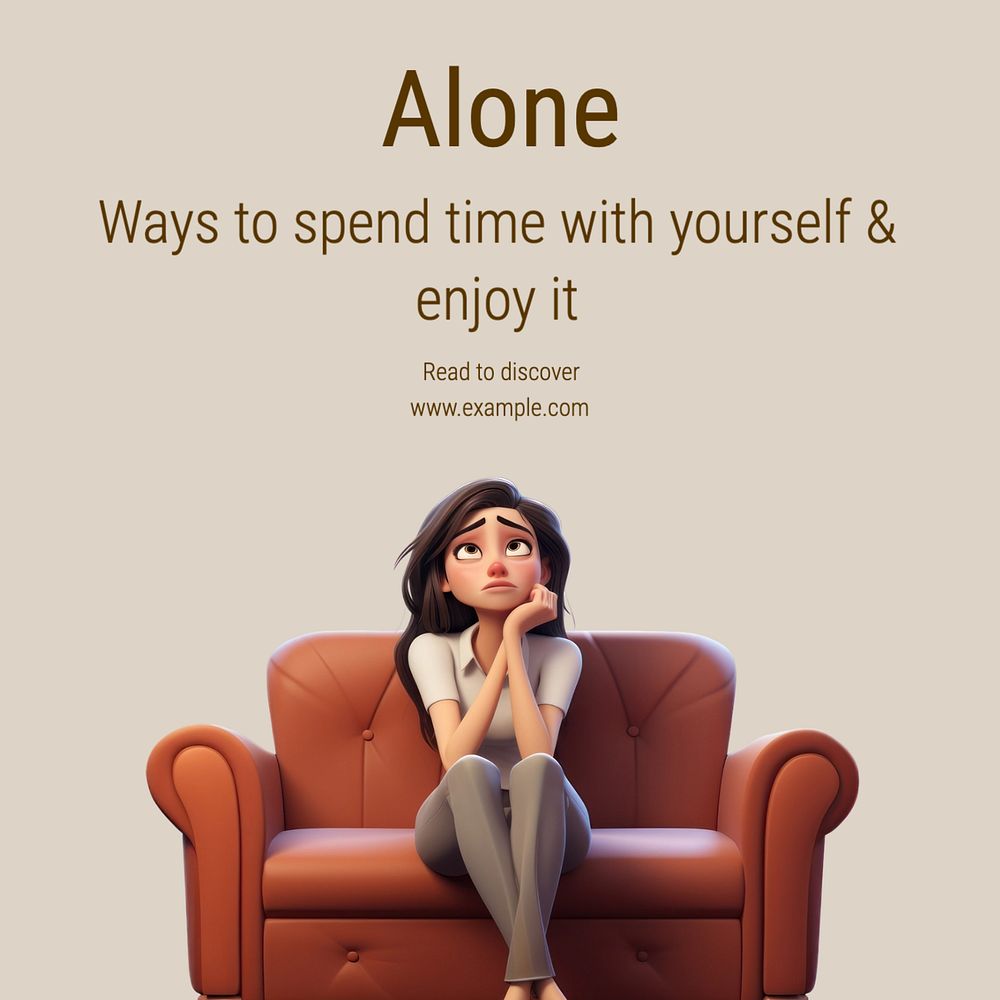 Alone Instagram post template, editable text