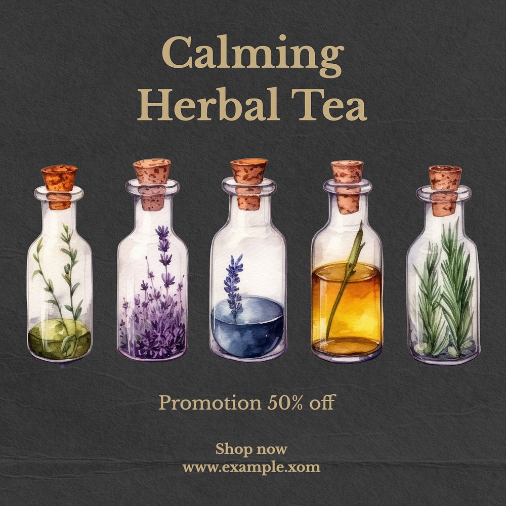 Calming herbal tea Instagram post template, editable text