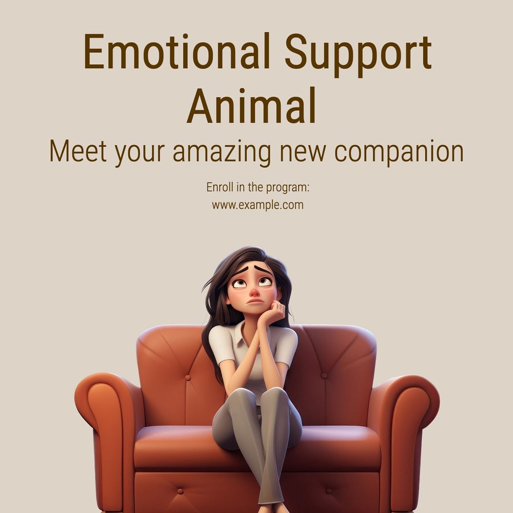 Emotional support animal Instagram post template, editable text