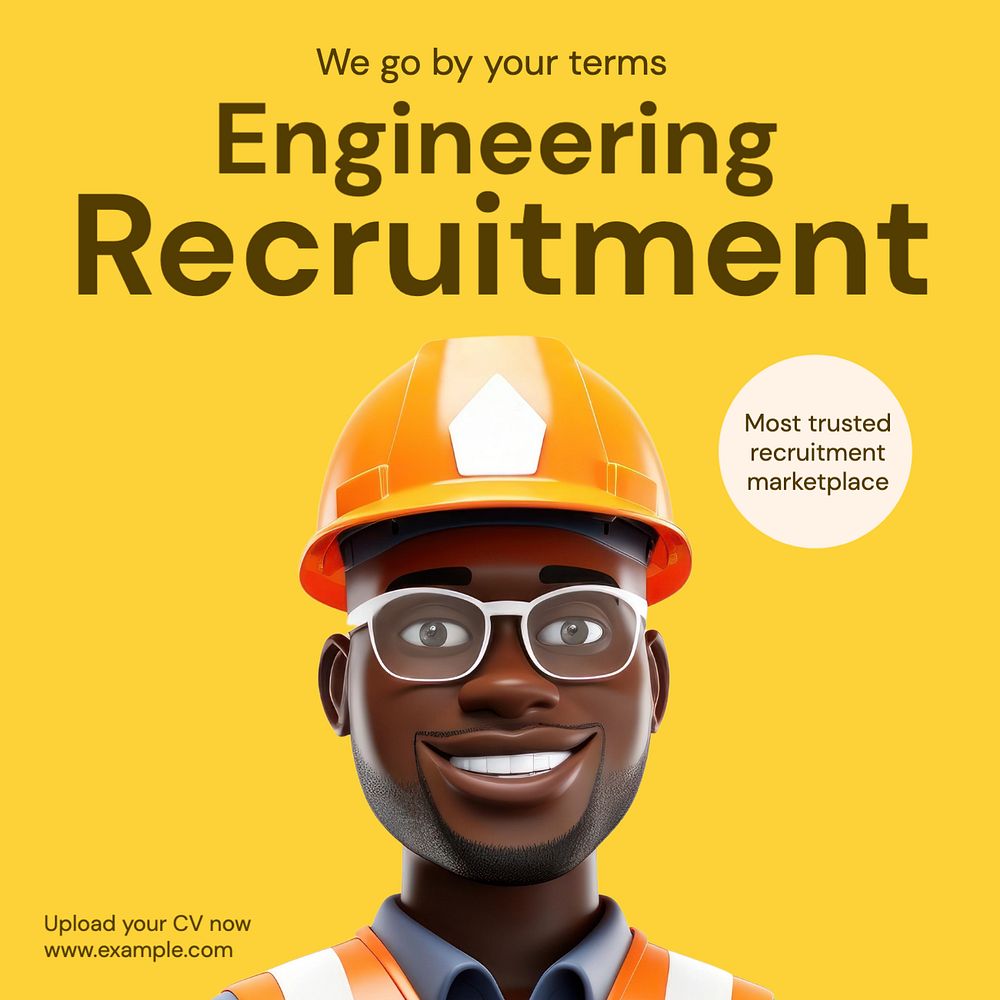 Engineering recruitment Instagram post template, editable text