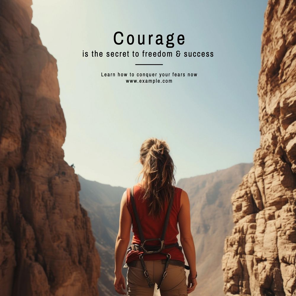 Courage & success quote Instagram post template, editable text