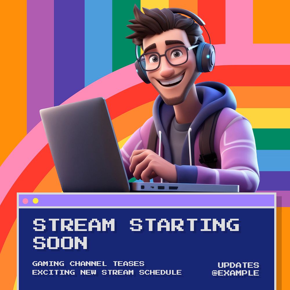 Stream starting Instagram post template, editable text